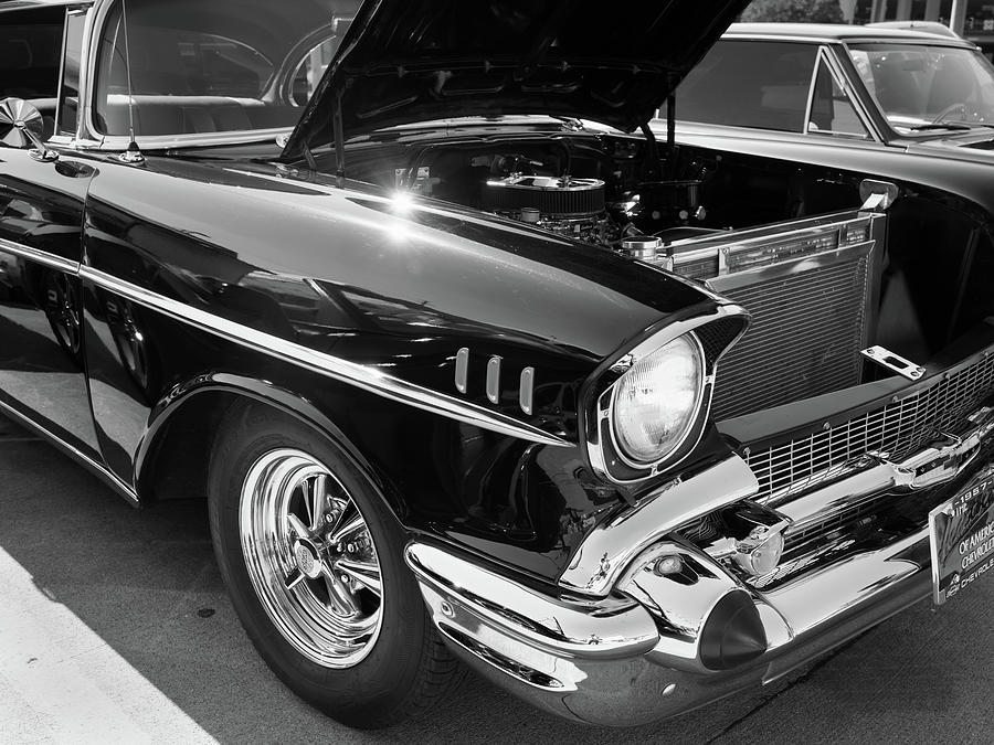 1957 Chevrolet Black Bel Air BW 061921 Photograph by Rospotte ...