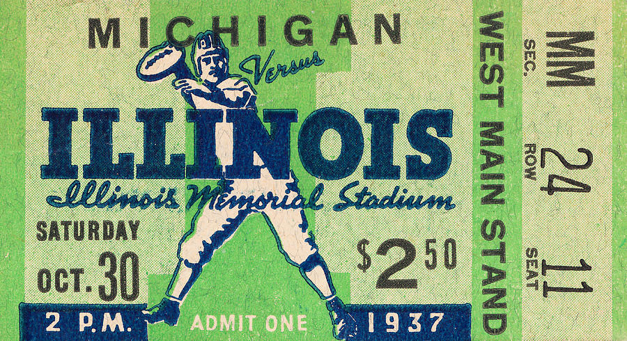 1937 Michigan vs. Illinois Mixed Media by Row One Brand