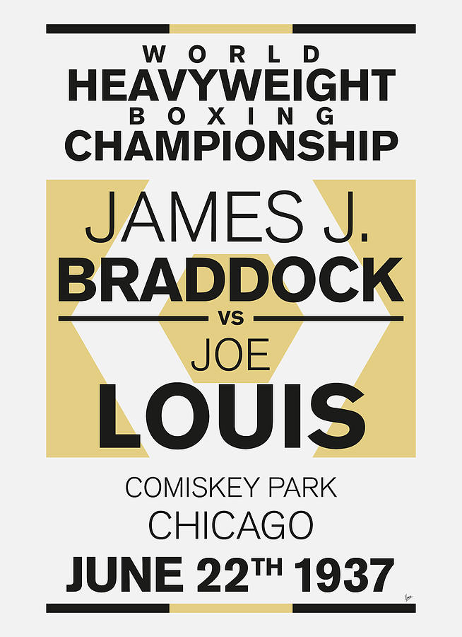 1937 MY Braddock vs Louis Minimal Boxing Poster Digital Art by Chungkong Art