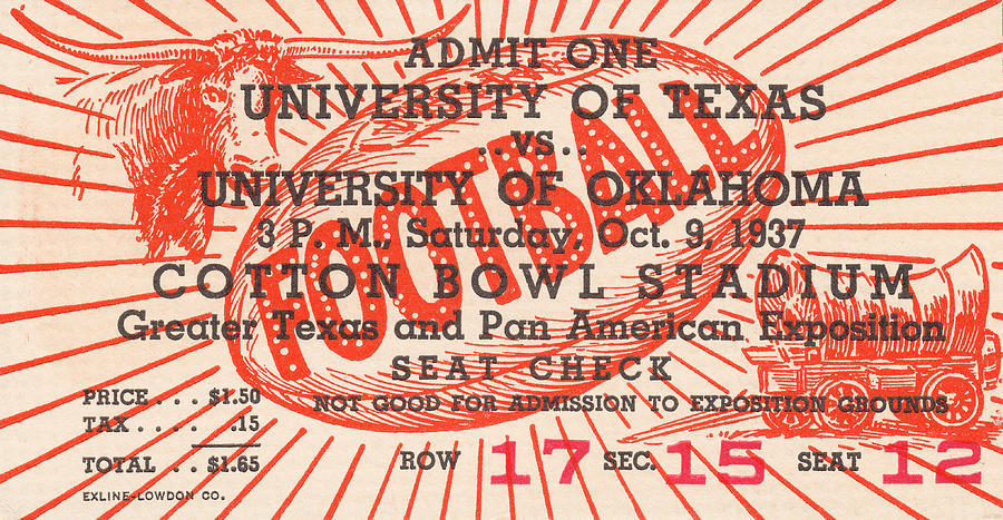 1937 Oklahoma vs. Texas Mixed Media by Row One Brand