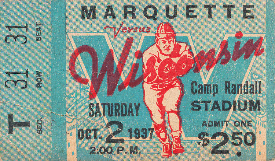 1937 Wisconsin vs. Marquette Mixed Media by Row One Brand