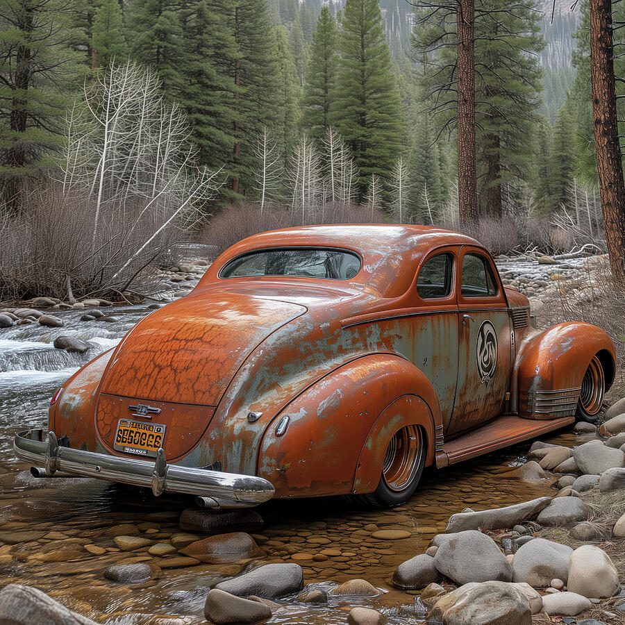 1938 Chevy Coupe Hotrod in the Water Digital Art by Yo Pedro