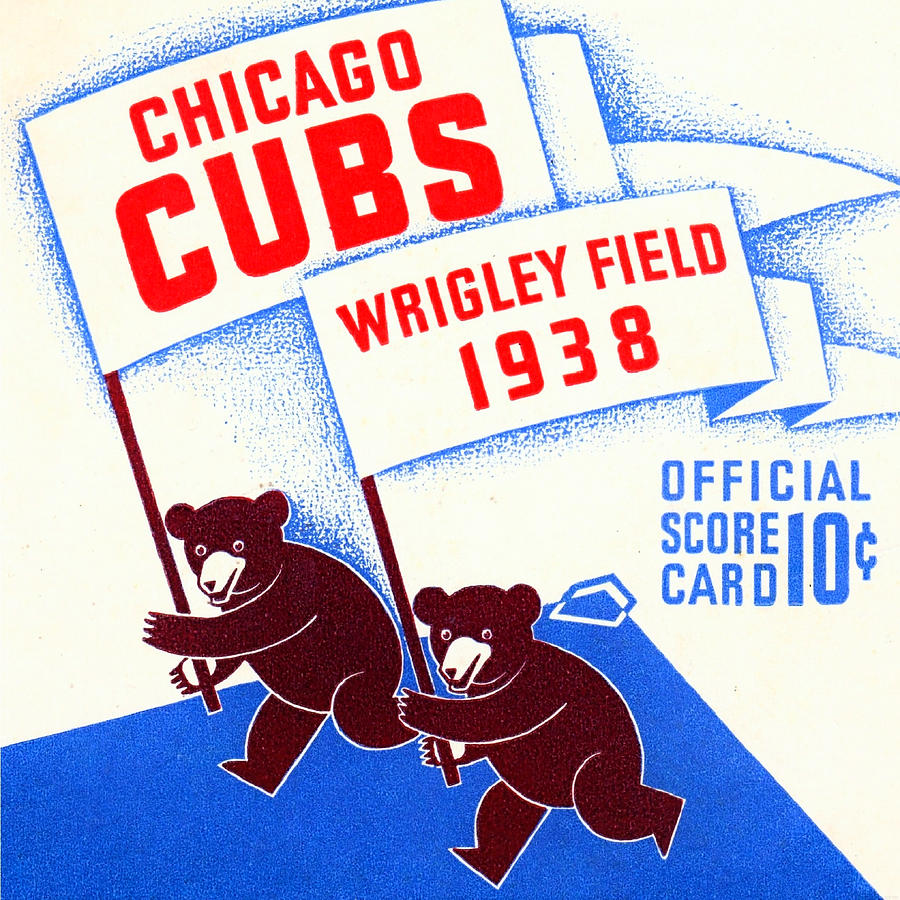 Chicago Mixed Media - 1938 Chicago Cubs Score Card Art by Row One Brand