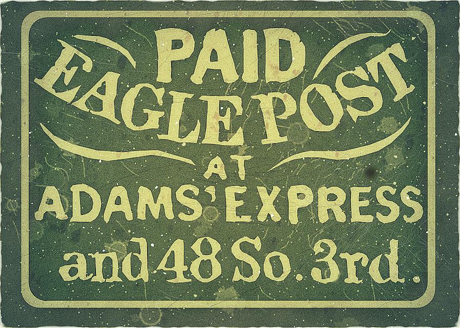 1938 Eagle City Post, Philadelphia, PA - 1ct. - Apple Green - Mail Art Posst Digital Art by Fred Larucci