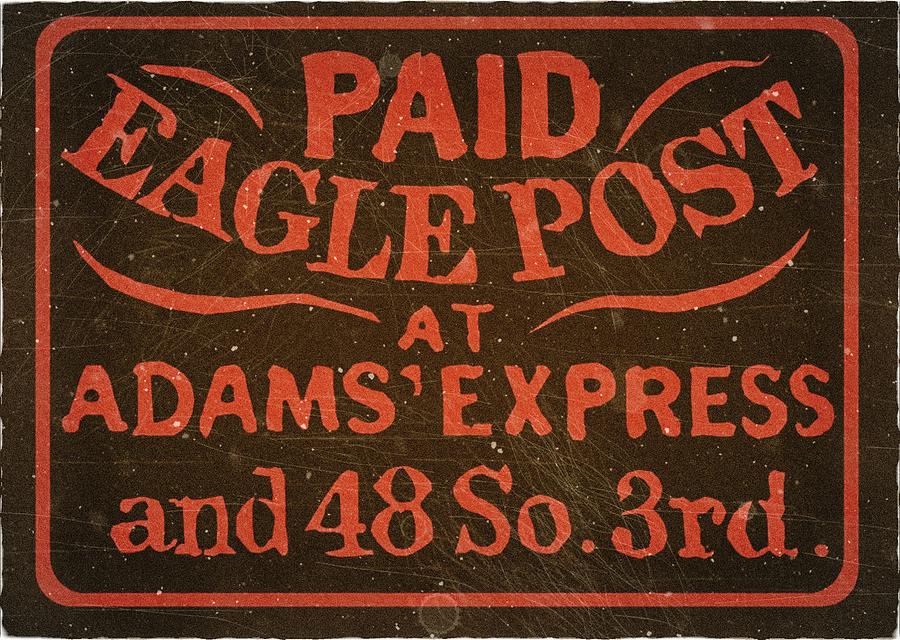 1938 Eagle City Post, Philadelphia, PA. Stamp - 1ct. Red Black - Mail Art Post Digital Art by Fred Larucci