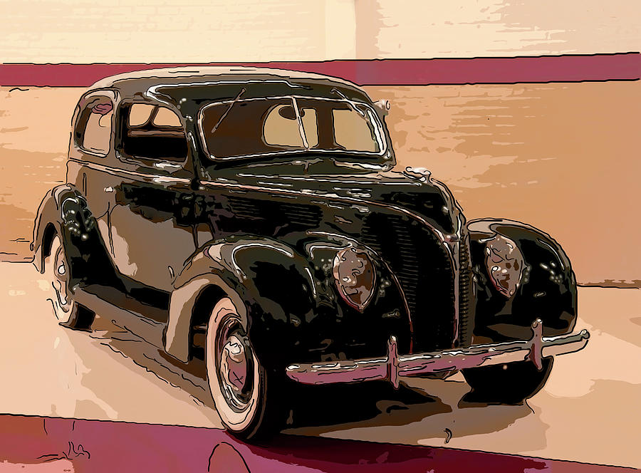 Ford Drawing - 1938 Ford Tudor 2 Dr Digital Drawing by Flees Photos