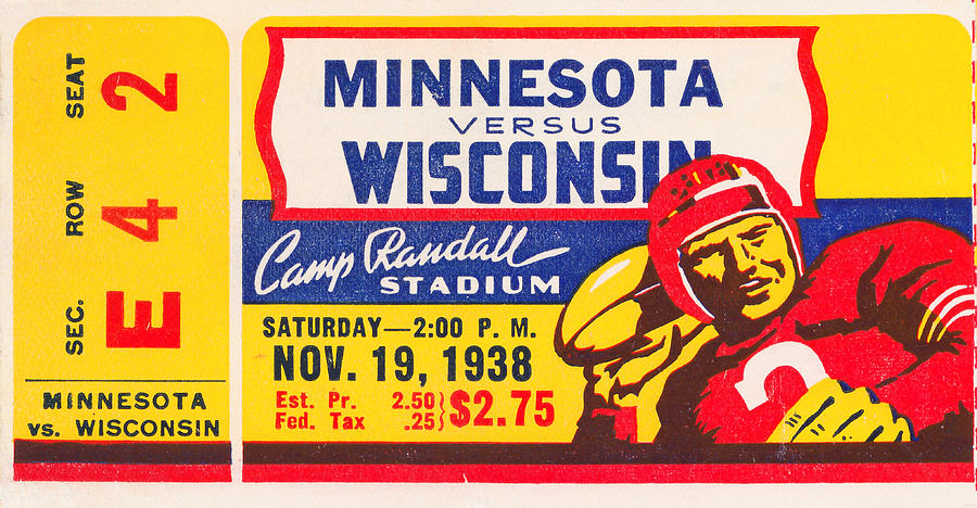1938 Minnesota vs. Wisconsin Mixed Media by Row One Brand