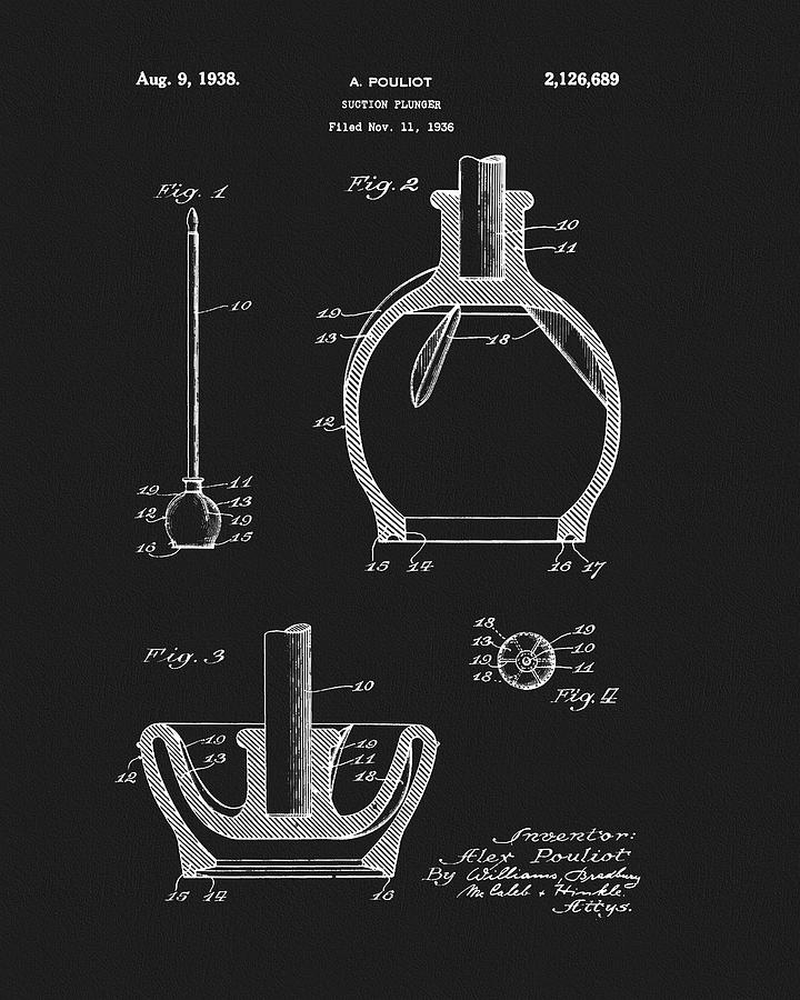 Pipe Drawing - 1938 Plunger Patent by Dan Sproul