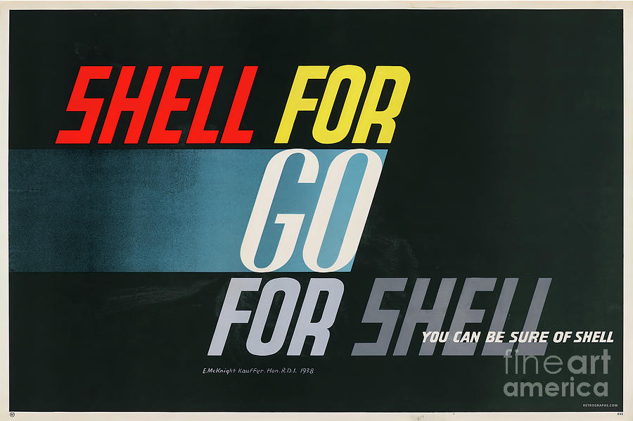 1938 Shell poster Go for Shell Mixed Media by Edward McKnight Kauffer