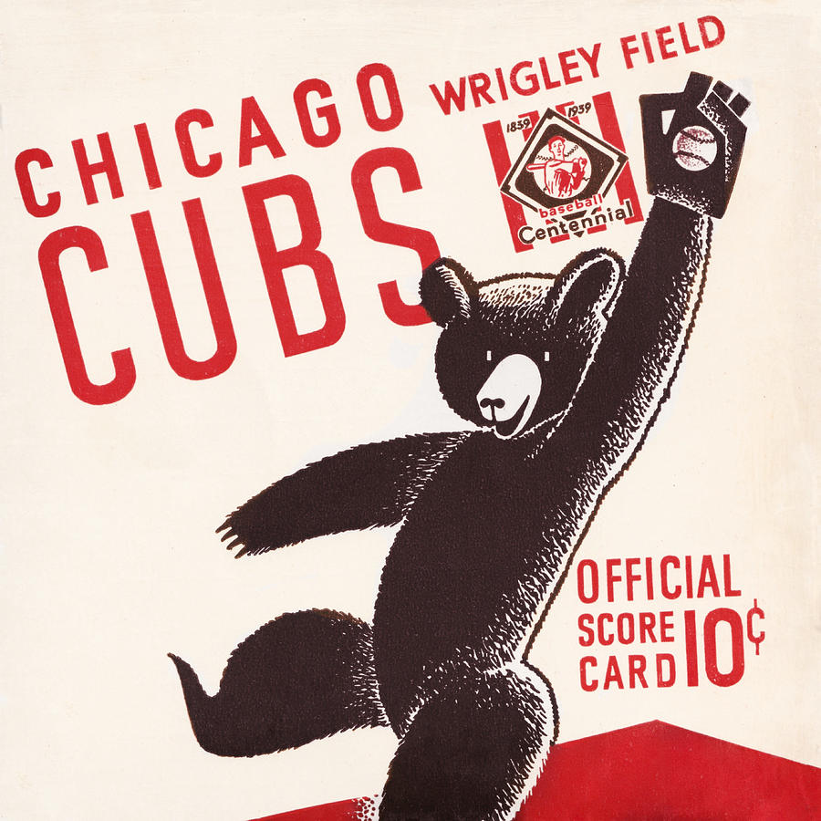 1939 Chicago Cubs Score Card Art Mixed Media by Row One Brand