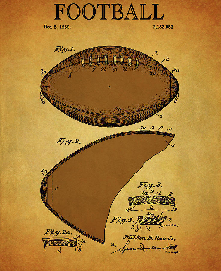 1939 Football Patent Vintage Drawing