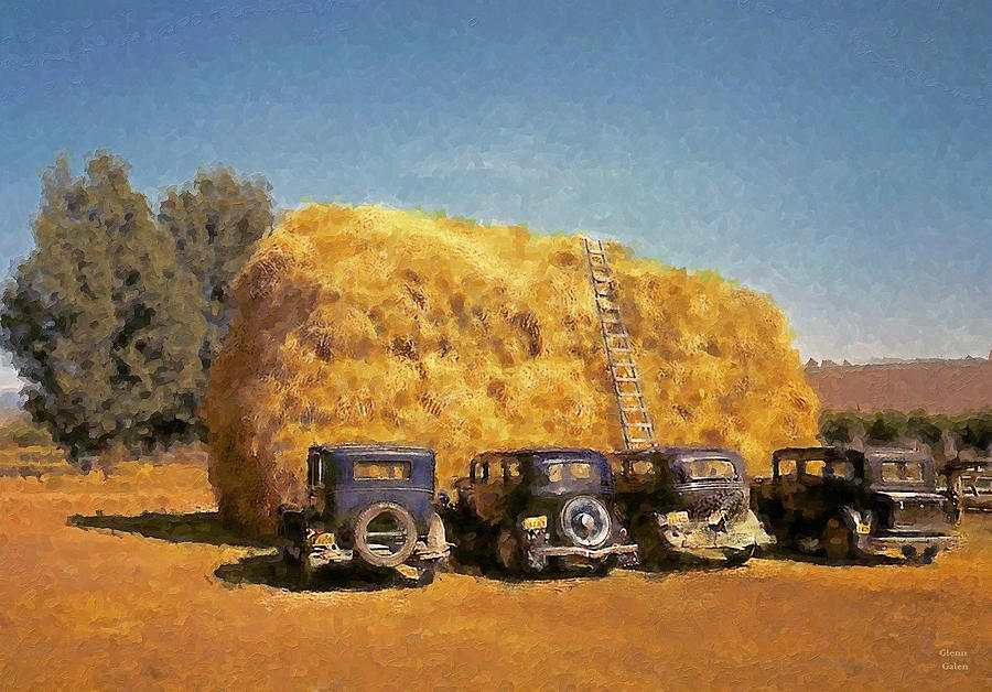 1940 - Haystack and Old Cars Photograph by Glenn Galen