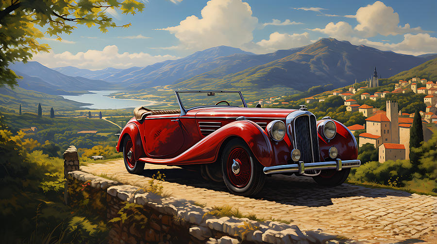 Fantasy Painting - 1939 Lagonda V12 Drophead Coupe  stunning Asian by Asar Studios by Celestial Images