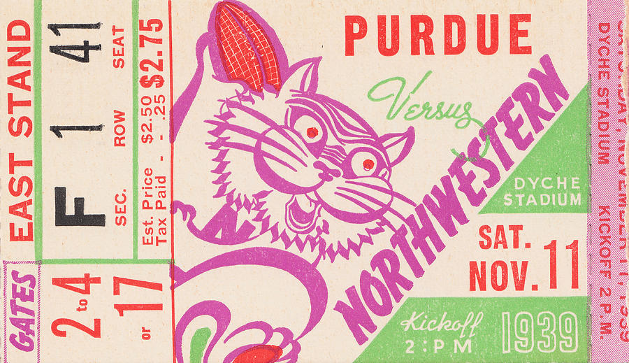 1939 Northwestern vs. Purdue Mixed Media by Row One Brand