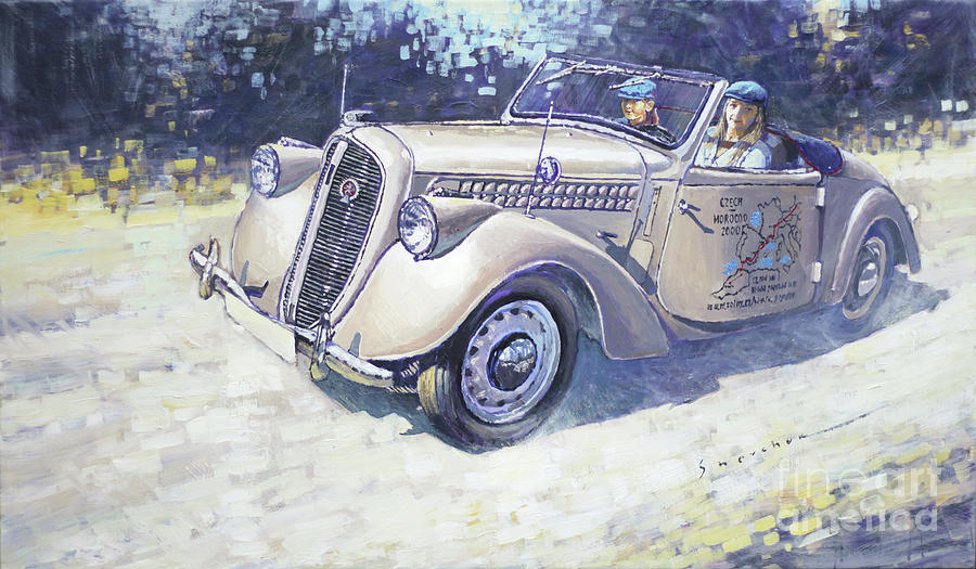 Original Painting - 1939 Skoda Roadster 1100 1939 by Yuriy Shevchuk Original Painting - 1939 Skoda Roadster 1100 1939 by Yuriy Shevchuk