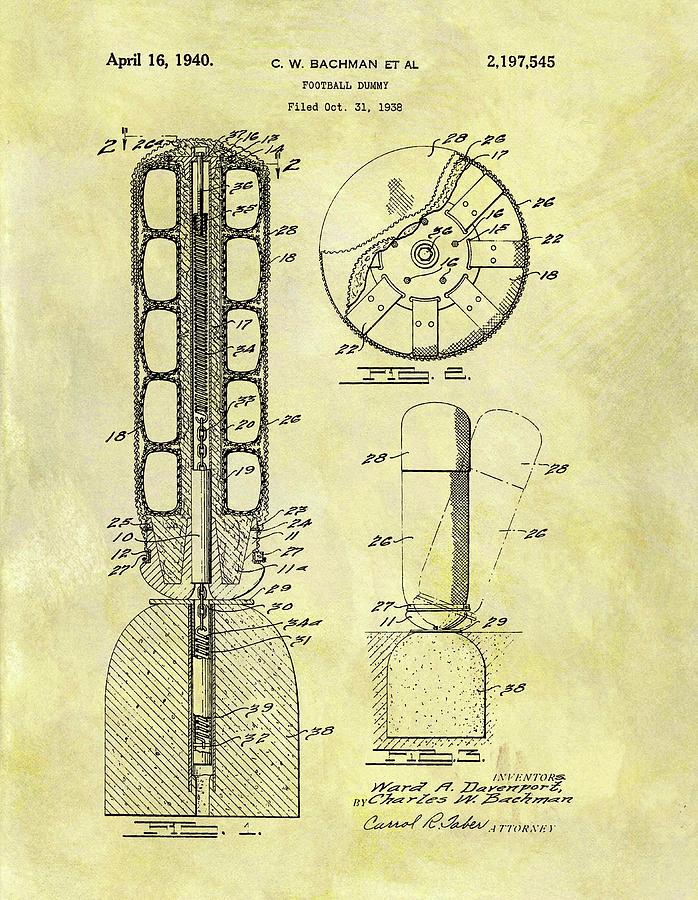 1940 Football Dummy Patent Drawing