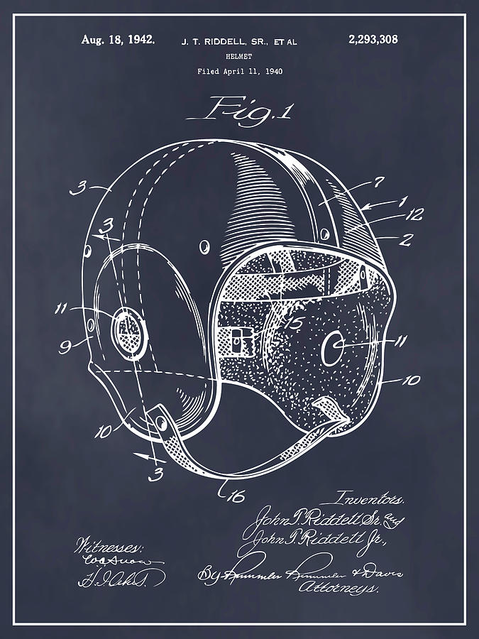 1940 Football Helmet Blueprint Patent Print Throw Pillow by Greg Edwards -  Pixels