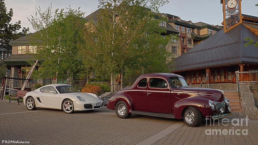 1940 Ford Coupe Model 48 And A Porsche Photograph By Perry Obray