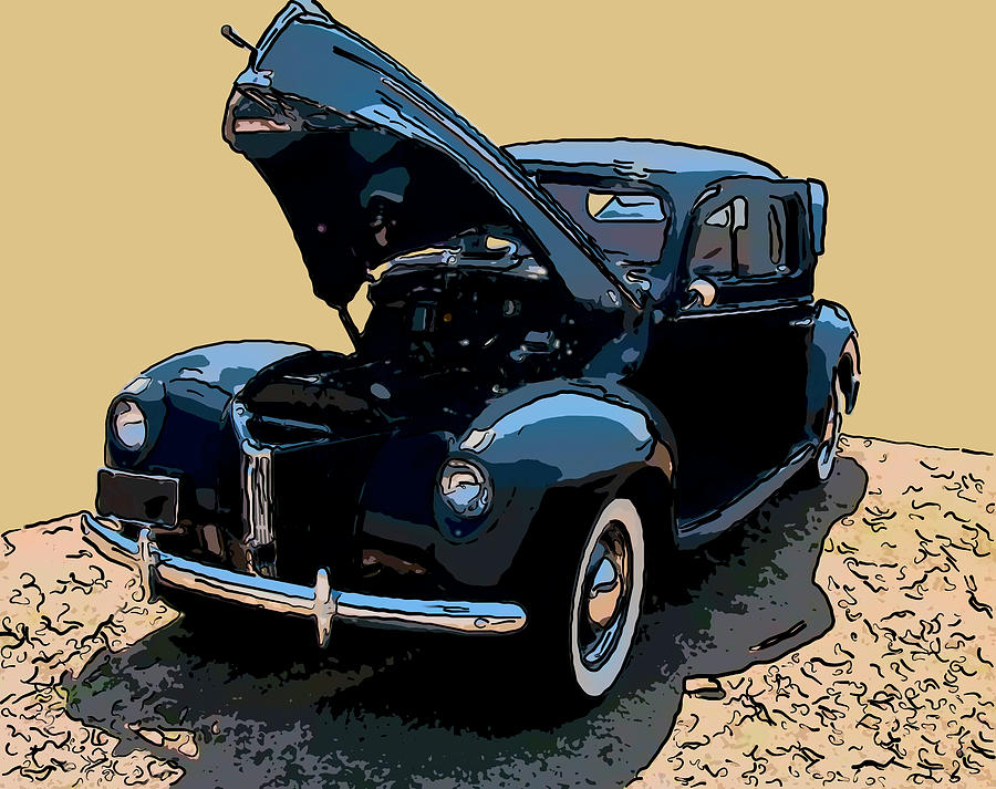 Ford Drawing - 1940 Ford Deluxe Coupe Digital drawing by Flees Photos