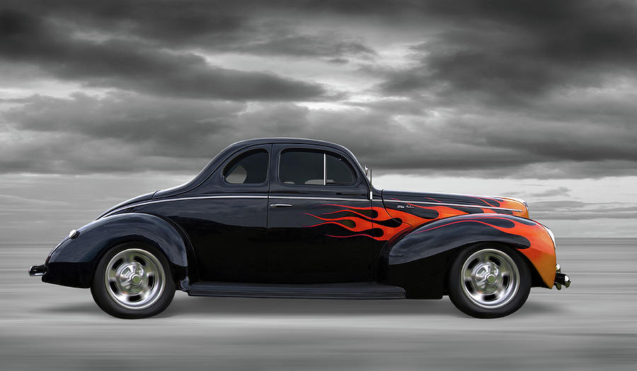 1940 Ford Deluxe Coupe Hot Rod With Flames Photograph by Gill Billington