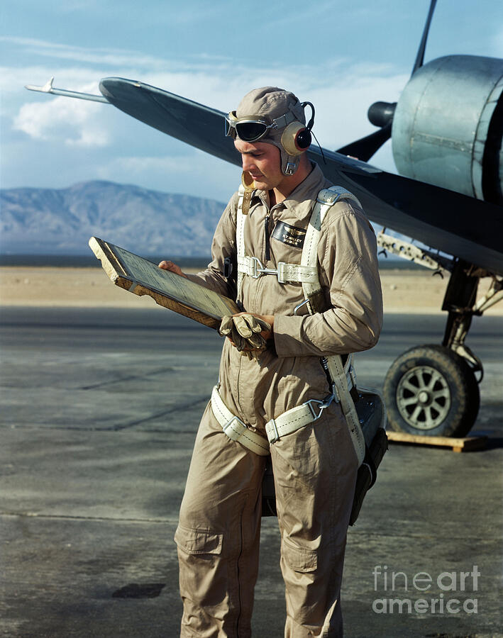 1940S Air Force Pilot Standing By Plane Going... Photograph by Camerique