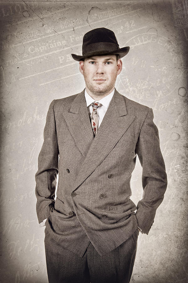 1940s Business Man In Suit Hat and Tie Photograph by LifeJourneys