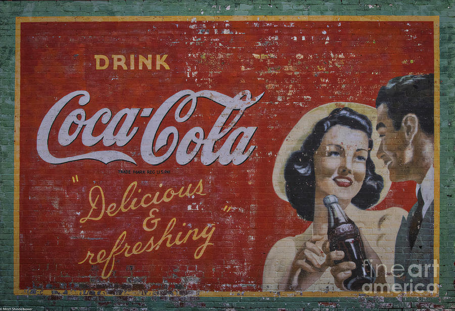 1940s Coca-cola Sign On Brick Photograph
