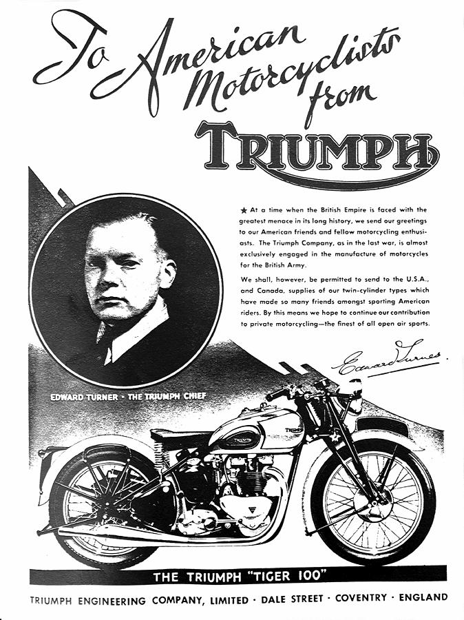 1940s World War 2 Triumph Motorcycles add Photograph by David Lee Thompson