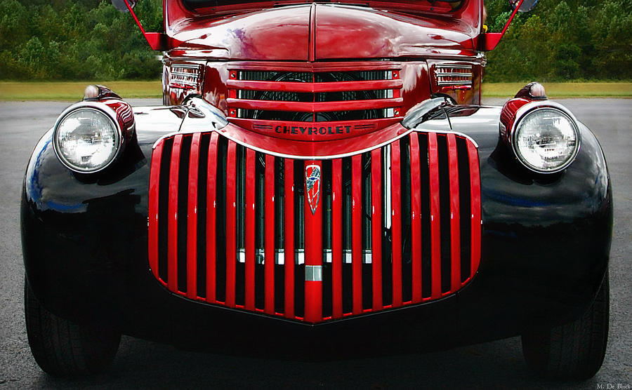1941 Candy Apple Red and Black Chevy Pick-up Photograph by Marilyn DeBlock
