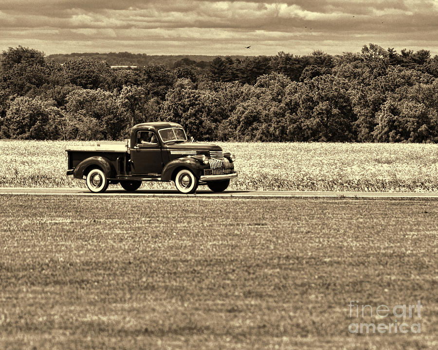 1941 Chevy Pick Up Truck on the Road Again sepia Photograph by Paul Ward