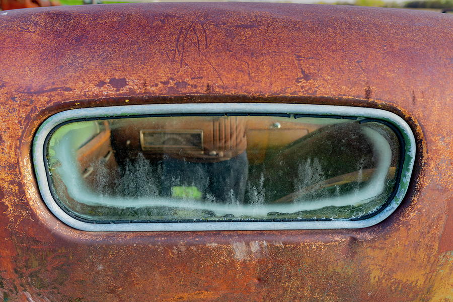 1941 Chevy truck rear window Photograph by Art Whitton