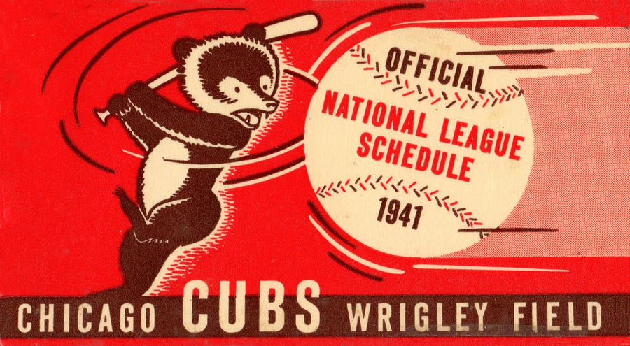 Chicago Drawing - 1941 Chicago Cubs Schedule Art by Row One Brand