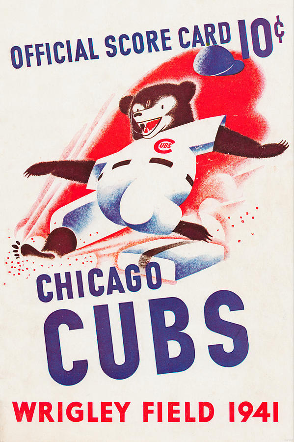 1941 Chicago Cubs Score Card Mixed Media by Row One Brand Fine Art