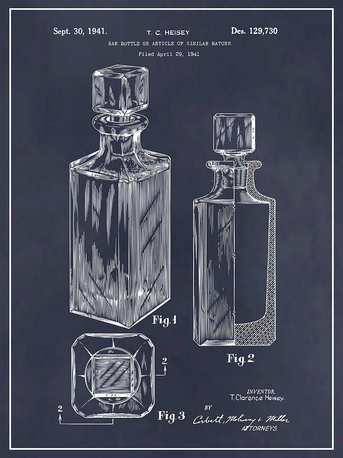 1941 Decanter Blackboard Patent Print Drawing by Greg Edwards
