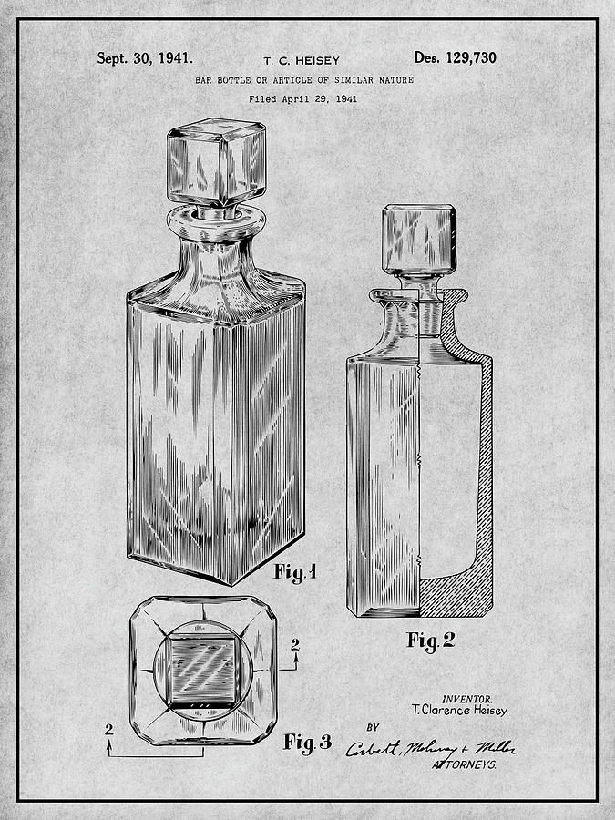 1941 Decanter Gray Patent Print Drawing by Greg Edwards