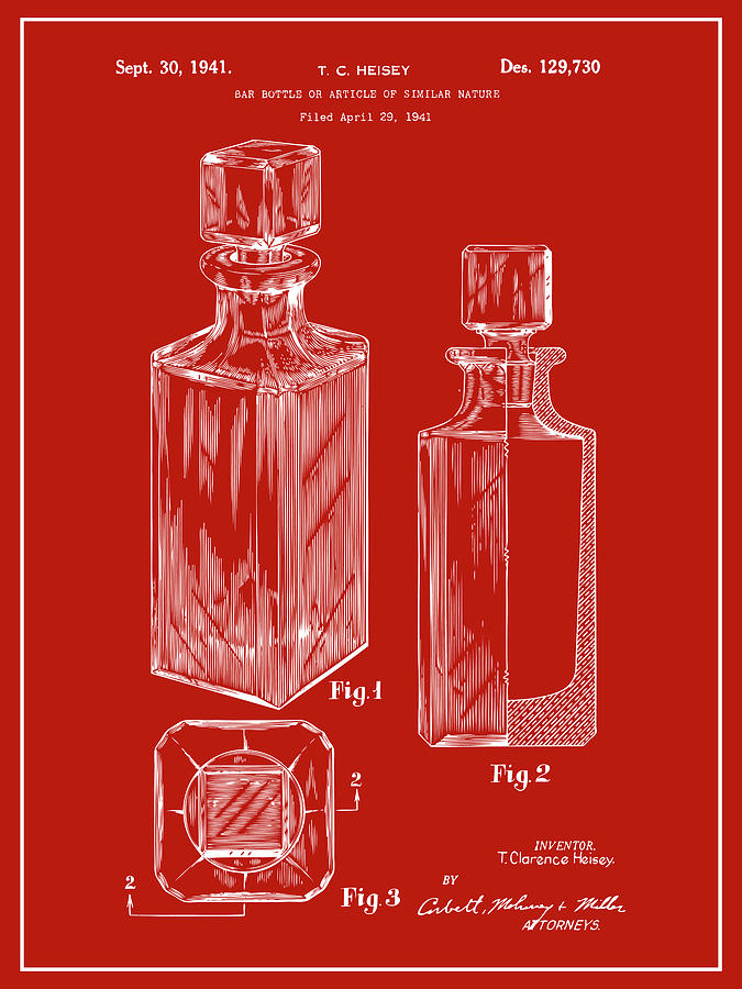 1941 Decanter Red Patent Print Drawing by Greg Edwards