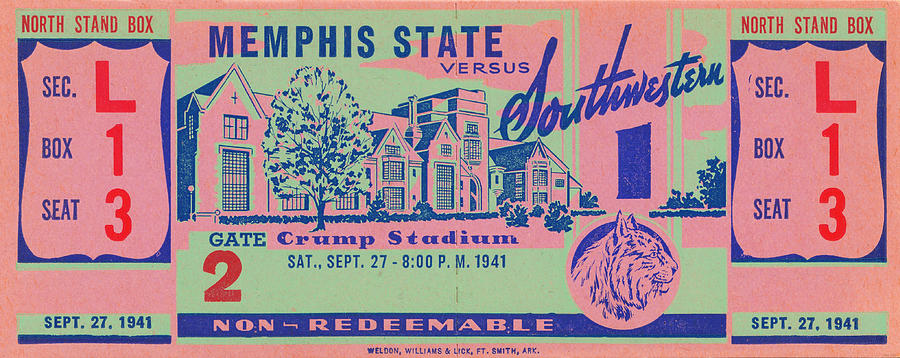 1941 Memphis State Football Mixed Media by Row One Brand