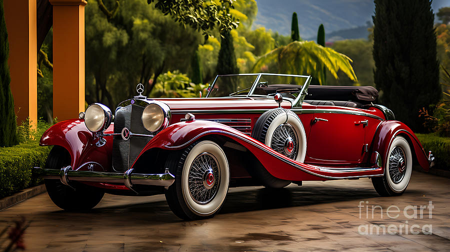 1941 Mercedes Benz 540k Cabriolet  Stunning Mou By Asar Studios Painting