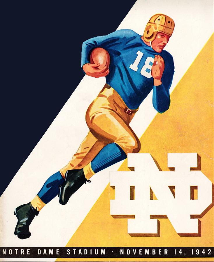 1942 Notre Dame Football Remix Art Mixed Media by Row One Brand