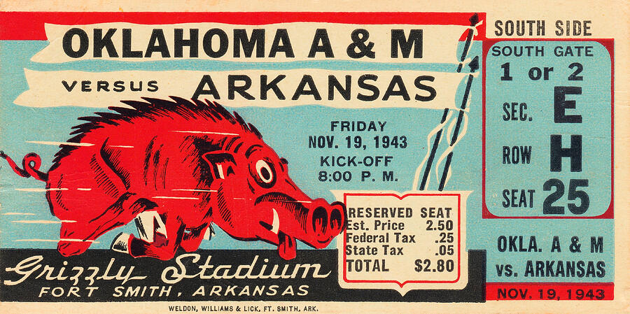 1943 Arkansas vs. Oklahoma AM Mixed Media by Row One Brand