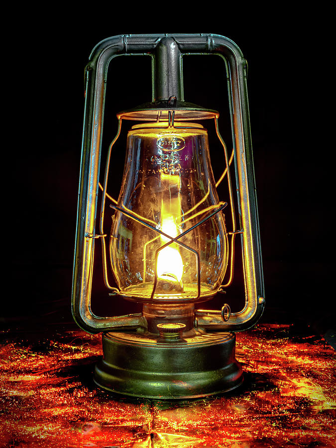 1944 Dietz Hy-Lo Lantern Light Painted Photograph by Rob Green