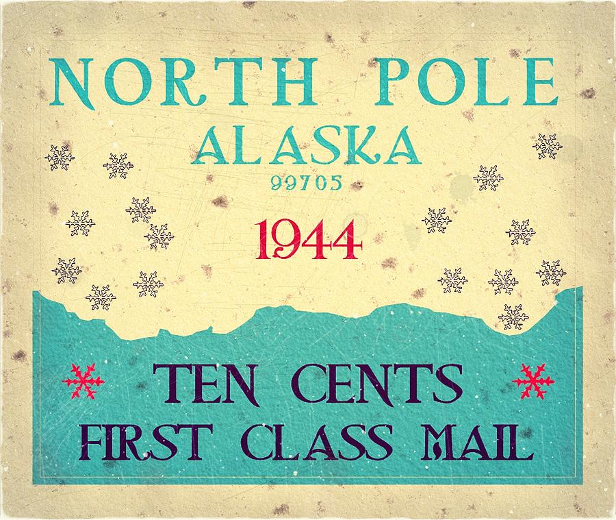 1944 North Pole, Alaska - First Class Mail - 10cts. 40s Blue- Mail Art Post Digital Art by Fred Larucci