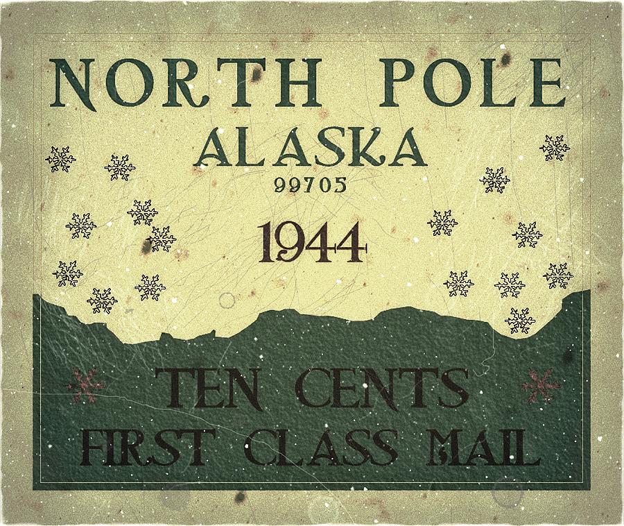 1944 North Pole, Alaska - First Class Mail - 10cts. Midnight Moon - Mail Art Post Digital Art by Fred Larucci