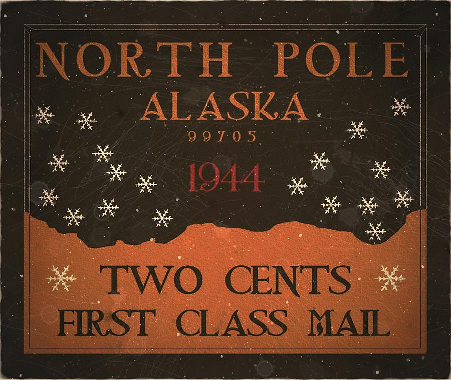 1944 North Pole, Alaska - First Class Mail - 2cts. Fall Orange - Mail Art Post Digital Art by Fred Larucci