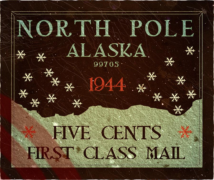 1944 North Pole, Alaska - First Class Mail - 5cts. Snowcone, Bullseye Cancel - Mail Art Post Digital Art by Fred Larucci