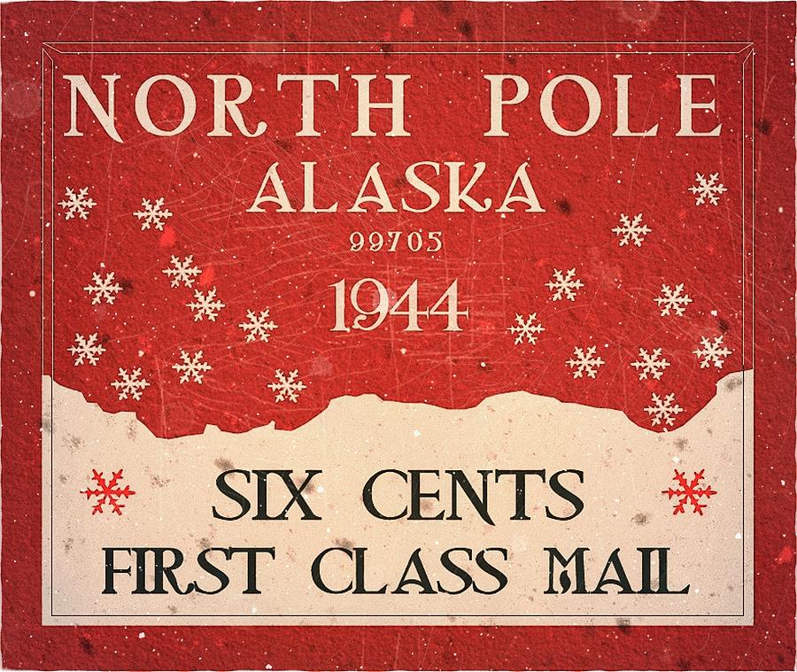 1944 North Pole, Alaska - First Class Mail - 6cts. Cherry Edition- Mail Art Post Digital Art by Fred Larucci