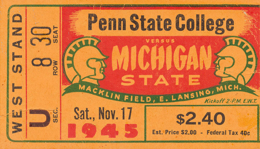 1945 Penn State vs. Michigan State Mixed Media by Row One Brand