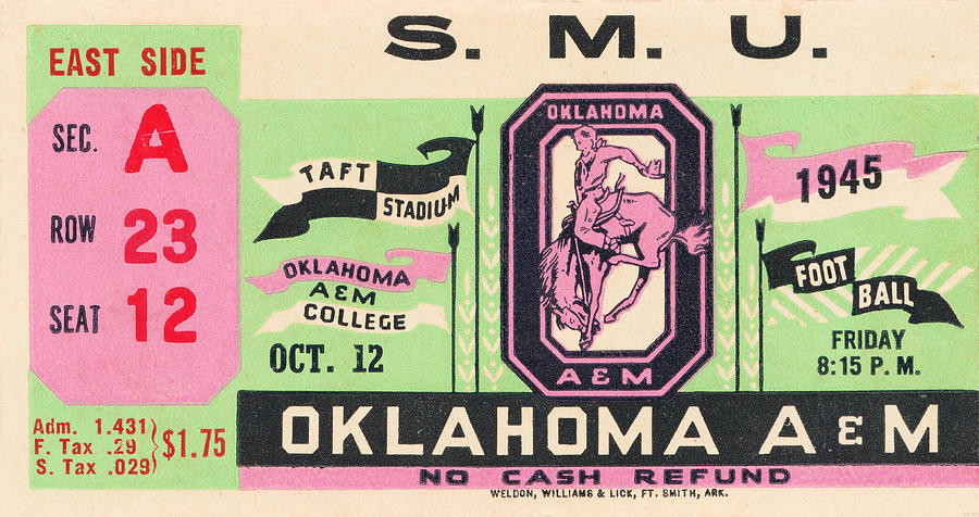 1945 SMU vs. Oklahoma AM Mixed Media by Row One Brand
