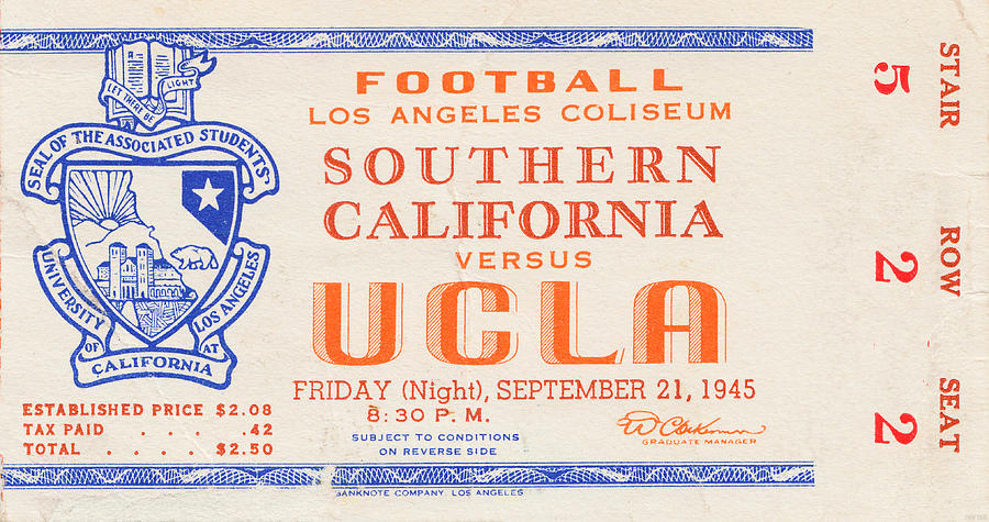 1945 USC vs. UCLA Game 1 Mixed Media by Row One Brand