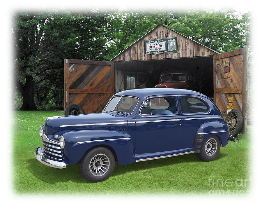 1946 Ford, Omans Garage Photograph by Ron Long